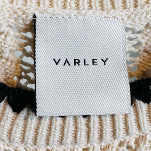 Varley Delaney Knit Beige Birch Black Trim Vest Top Sweater Shirt - Picture 8 of 16